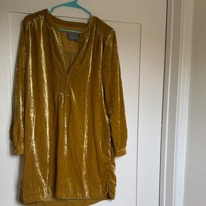 Anthropologie Mustard Velvet Top